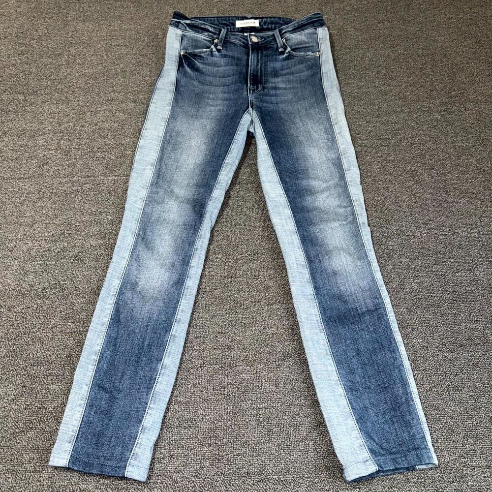 Good American Good Waist Two Tone Jeans Womens 00/24 Blue‎ Denim Cropped Skinny